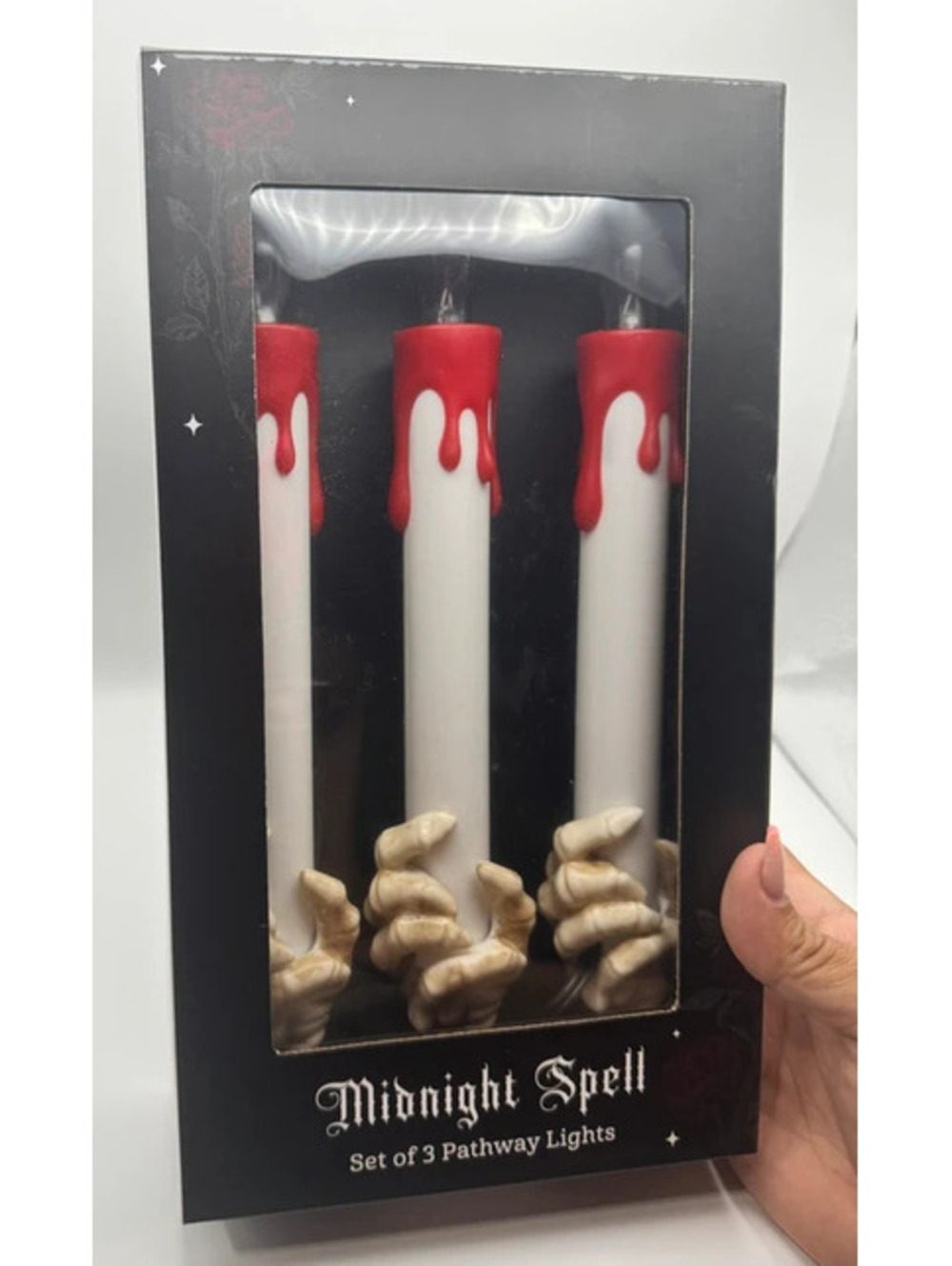 18” Skeleton Hand Holding Bleeding Candle Pathway Lights Set of 3
